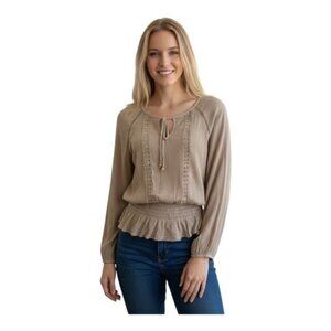 (F-182)‎ ambience long sleeves womens size L beige color
